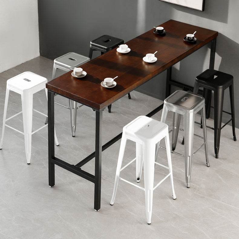 Industrial Footrest Iron Bar Stool Coffee Shop Square Counter Stools Clearhalo 'Bar Furniture' 'Bar Stools' 'bar_stools' 'Furniture' 'furniture_bar_stools' 'Kitchen & Dining Furniture' 4899778