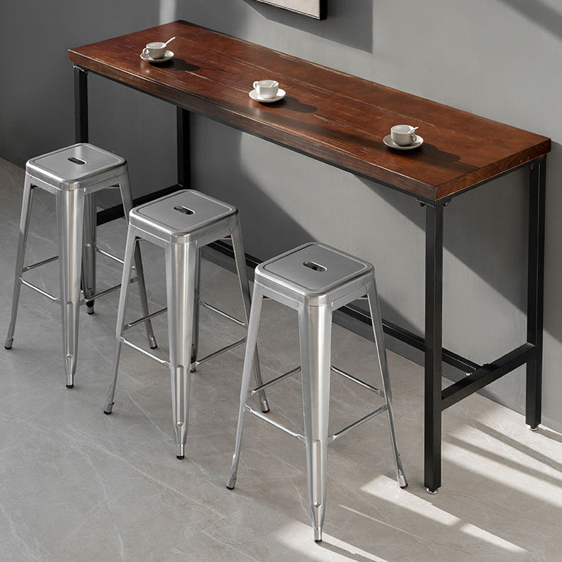 Industrial Footrest Iron Bar Stool Coffee Shop Square Counter Stools Clearhalo 'Bar Furniture' 'Bar Stools' 'bar_stools' 'Furniture' 'furniture_bar_stools' 'Kitchen & Dining Furniture' 4899779