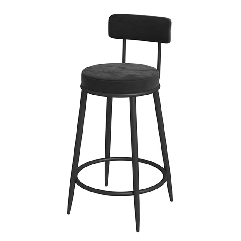 Glam Velvet Restaurant Counter Stool Matte Finish Footrest Barstool Black Black 1 Piece Clearhalo 'Bar Furniture' 'Bar Stools' 'bar_stools' 'furn' 'furn_bar_stools' 'Furniture' 'furniture_bar_stools' 'Kitchen & Dining Furniture' 4899784