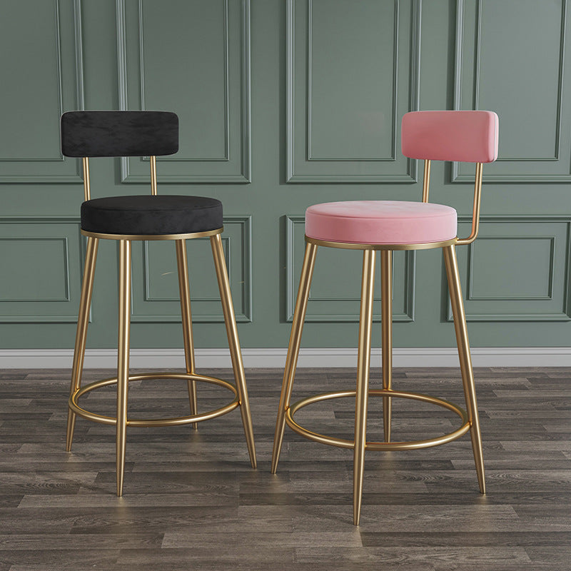 Glam Velvet Restaurant Counter Stool Matte Finish Footrest Barstool Clearhalo 'Bar Furniture' 'Bar Stools' 'bar_stools' 'furn' 'furn_bar_stools' 'Furniture' 'furniture_bar_stools' 'Kitchen & Dining Furniture' 4899785