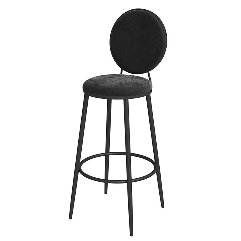 Glam Velvet Restaurant Counter Stool Matte Finish Footrest Barstool Matte Black Black 1 Piece Clearhalo 'Bar Furniture' 'Bar Stools' 'bar_stools' 'furn' 'furn_bar_stools' 'Furniture' 'furniture_bar_stools' 'Kitchen & Dining Furniture' 4899786