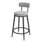 Glam Velvet Restaurant Counter Stool Matte Finish Footrest Barstool Grey Black 1 Piece Clearhalo 'Bar Furniture' 'Bar Stools' 'bar_stools' 'furn' 'furn_bar_stools' 'Furniture' 'furniture_bar_stools' 'Kitchen & Dining Furniture' 4899787