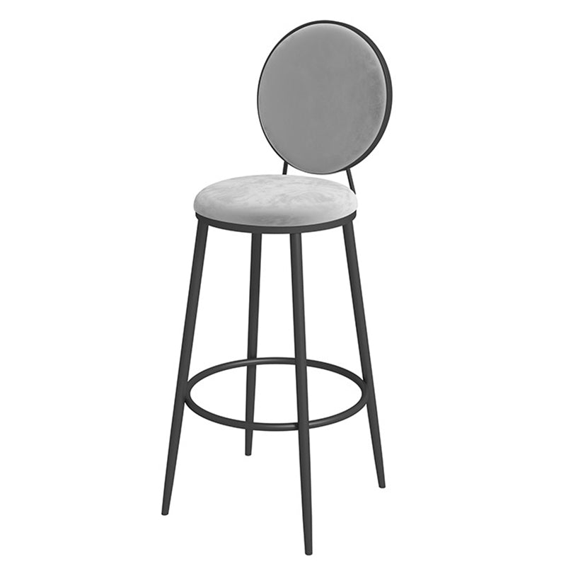 Glam Velvet Restaurant Counter Stool Matte Finish Footrest Barstool Light Gray Black 1 Piece Clearhalo 'Bar Furniture' 'Bar Stools' 'bar_stools' 'furn' 'furn_bar_stools' 'Furniture' 'furniture_bar_stools' 'Kitchen & Dining Furniture' 4899789