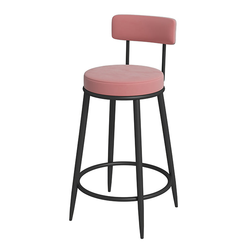 Glam Velvet Restaurant Counter Stool Matte Finish Footrest Barstool Pink Black 1 Piece Clearhalo 'Bar Furniture' 'Bar Stools' 'bar_stools' 'furn' 'furn_bar_stools' 'Furniture' 'furniture_bar_stools' 'Kitchen & Dining Furniture' 4899791