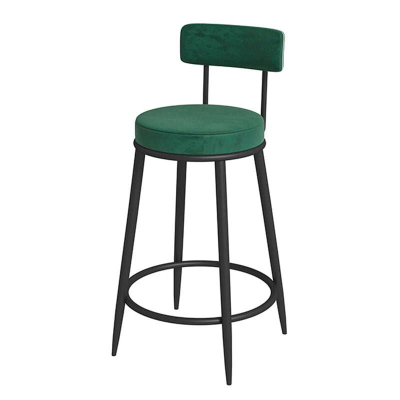Glam Velvet Restaurant Counter Stool Matte Finish Footrest Barstool Blackish Green Black 1 Piece Clearhalo 'Bar Furniture' 'Bar Stools' 'bar_stools' 'furn' 'furn_bar_stools' 'Furniture' 'furniture_bar_stools' 'Kitchen & Dining Furniture' 4899796
