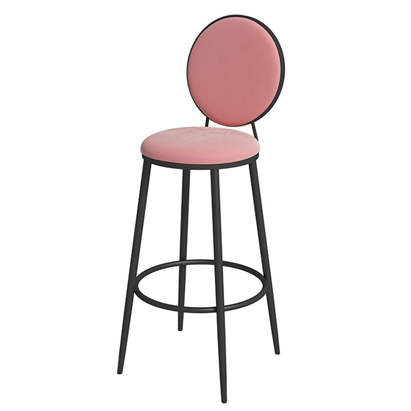 Glam Velvet Restaurant Counter Stool Matte Finish Footrest Barstool Rose Bloom Black 1 Piece Clearhalo 'Bar Furniture' 'Bar Stools' 'bar_stools' 'furn' 'furn_bar_stools' 'Furniture' 'furniture_bar_stools' 'Kitchen & Dining Furniture' 4899798