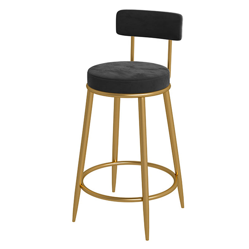 Glam Velvet Restaurant Counter Stool Matte Finish Footrest Barstool Black Gold 1 Piece Clearhalo 'Bar Furniture' 'Bar Stools' 'bar_stools' 'furn' 'furn_bar_stools' 'Furniture' 'furniture_bar_stools' 'Kitchen & Dining Furniture' 4899799