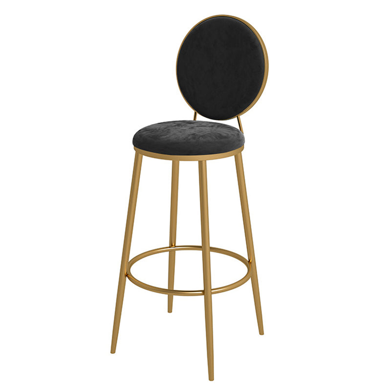 Glam Velvet Restaurant Counter Stool Matte Finish Footrest Barstool Matte Black Gold 1 Piece Clearhalo 'Bar Furniture' 'Bar Stools' 'bar_stools' 'furn' 'furn_bar_stools' 'Furniture' 'furniture_bar_stools' 'Kitchen & Dining Furniture' 4899801