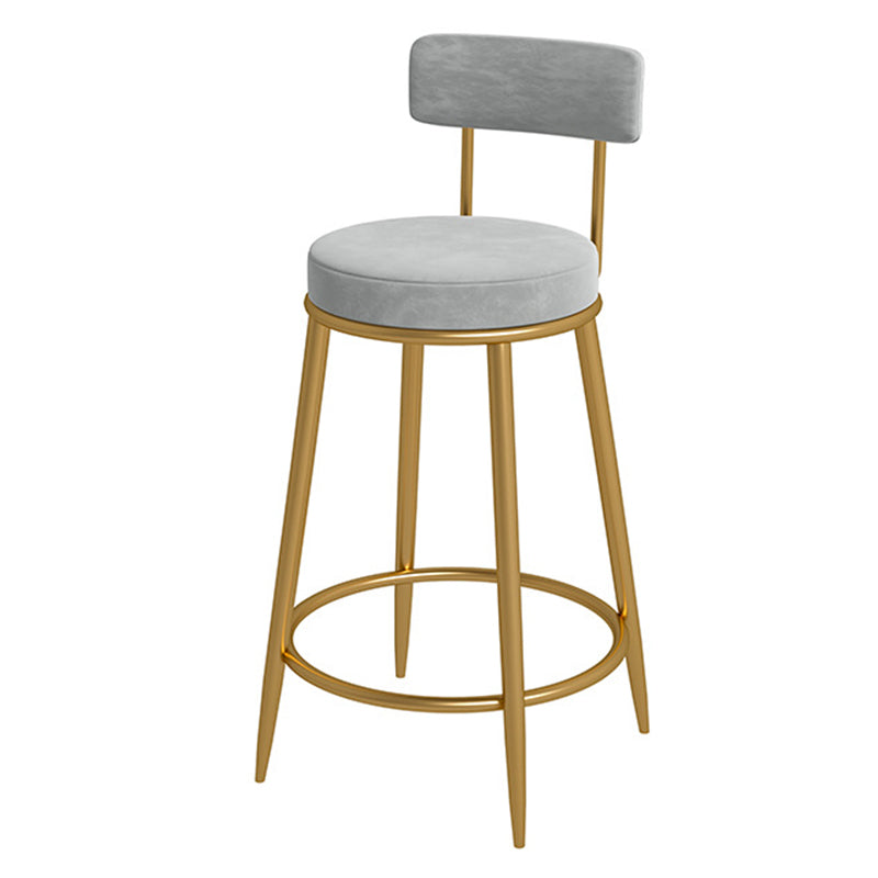 Glam Velvet Restaurant Counter Stool Matte Finish Footrest Barstool Grey Gold 1 Piece Clearhalo 'Bar Furniture' 'Bar Stools' 'bar_stools' 'furn' 'furn_bar_stools' 'Furniture' 'furniture_bar_stools' 'Kitchen & Dining Furniture' 4899804