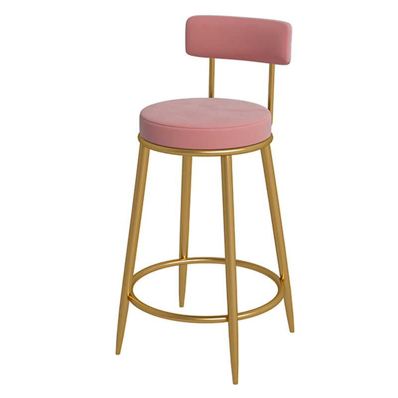 Glam Velvet Restaurant Counter Stool Matte Finish Footrest Barstool Pink Gold 1 Piece Clearhalo 'Bar Furniture' 'Bar Stools' 'bar_stools' 'furn' 'furn_bar_stools' 'Furniture' 'furniture_bar_stools' 'Kitchen & Dining Furniture' 4899806