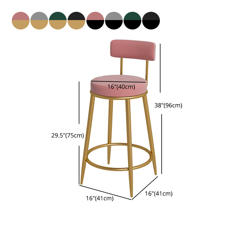 Glam Velvet Restaurant Counter Stool Matte Finish Footrest Barstool Clearhalo 'Bar Furniture' 'Bar Stools' 'bar_stools' 'furn' 'furn_bar_stools' 'Furniture' 'furniture_bar_stools' 'Kitchen & Dining Furniture' 4899810