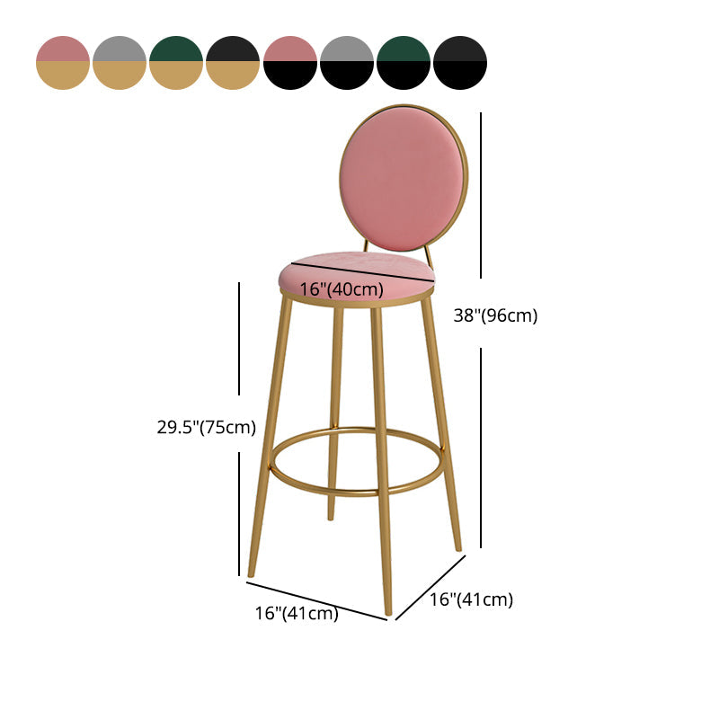 Glam Velvet Restaurant Counter Stool Matte Finish Footrest Barstool Clearhalo 'Bar Furniture' 'Bar Stools' 'bar_stools' 'furn' 'furn_bar_stools' 'Furniture' 'furniture_bar_stools' 'Kitchen & Dining Furniture' 4899811
