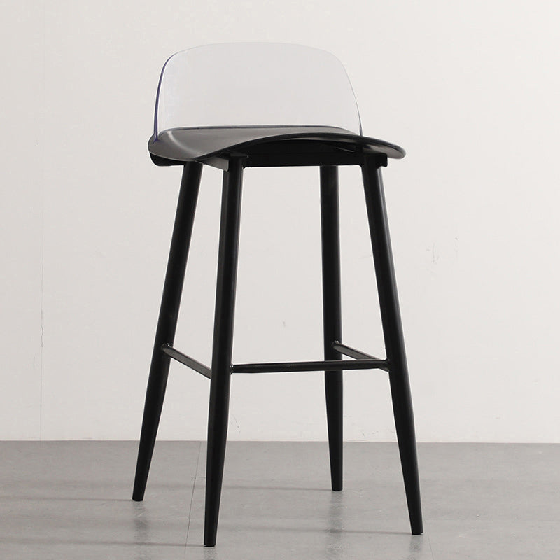 Modern Armless Backrest Counter Stool Iron Cafe Bar Stool with Acrylic Seat and Pedal Clearhalo 'Bar Furniture' 'Bar Stools' 'bar_stools' 'furn' 'furn_bar_stools' 'Furniture' 'furniture_bar_stools' 'Kitchen & Dining Furniture' 4899813