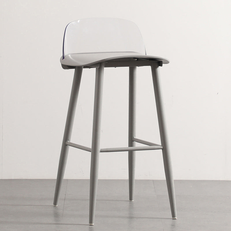 Modern Armless Backrest Counter Stool Iron Cafe Bar Stool with Acrylic Seat and Pedal Clearhalo 'Bar Furniture' 'Bar Stools' 'bar_stools' 'furn' 'furn_bar_stools' 'Furniture' 'furniture_bar_stools' 'Kitchen & Dining Furniture' 4899818