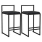 Modern Jewelry Shop Velvet Counter Stools Matte Finish Footrest Barstool Black 2 Piece Set Clearhalo 'Bar Furniture' 'Bar Stools' 'bar_stools' 'furn' 'furn_bar_stools' 'Furniture' 'furniture_bar_stools' 'Kitchen & Dining Furniture' 4899864