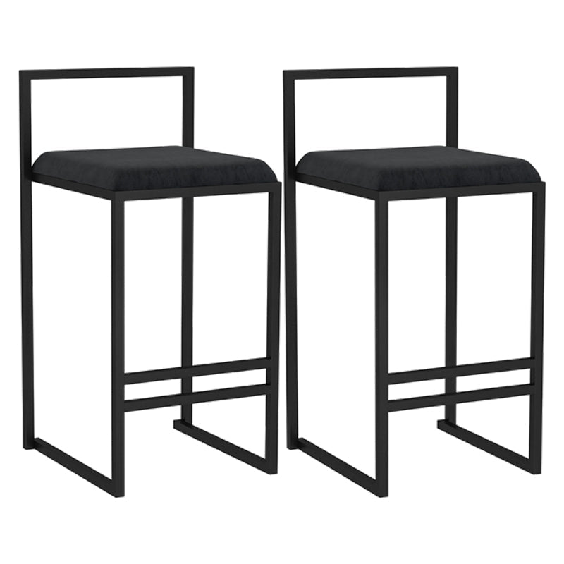 Modern Jewelry Shop Velvet Counter Stools Matte Finish Footrest Barstool Black 2 Piece Set Clearhalo 'Bar Furniture' 'Bar Stools' 'bar_stools' 'furn' 'furn_bar_stools' 'Furniture' 'furniture_bar_stools' 'Kitchen & Dining Furniture' 4899864