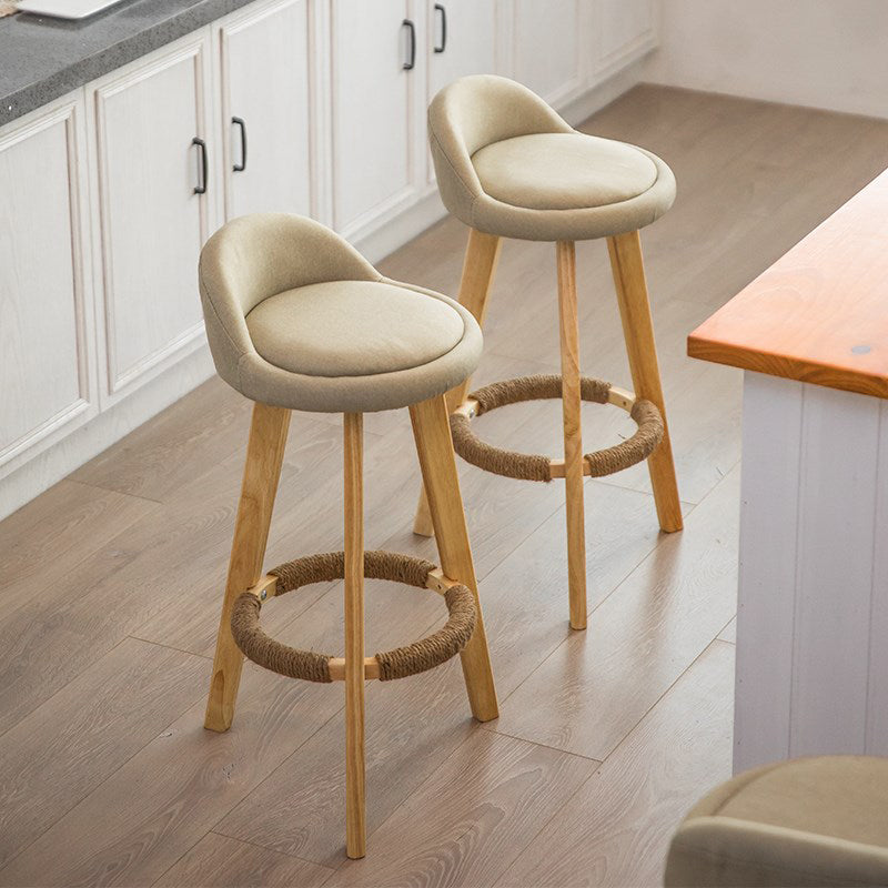 Modern Armless Backrest Counter Stool Rubber Wood kitchen Bar Stool with Cushion and Pedal Clearhalo 'Bar Furniture' 'Bar Stools' 'bar_stools' 'furn' 'furn_bar_stools' 'Furniture' 'furniture_bar_stools' 'Kitchen & Dining Furniture' 4899883