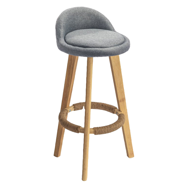 Modern Armless Backrest Counter Stool Rubber Wood kitchen Bar Stool with Cushion and Pedal Grey 1 Piece Clearhalo 'Bar Furniture' 'Bar Stools' 'bar_stools' 'furn' 'furn_bar_stools' 'Furniture' 'furniture_bar_stools' 'Kitchen & Dining Furniture' 4899884