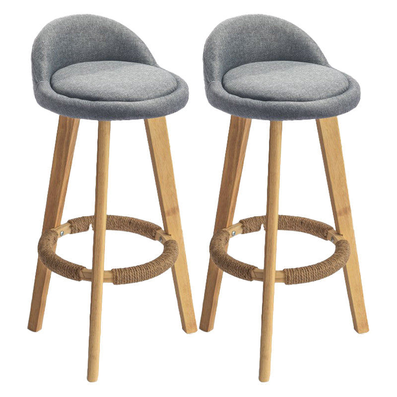Modern Armless Backrest Counter Stool Rubber Wood kitchen Bar Stool with Cushion and Pedal Grey 2 Piece Set Clearhalo 'Bar Furniture' 'Bar Stools' 'bar_stools' 'furn' 'furn_bar_stools' 'Furniture' 'furniture_bar_stools' 'Kitchen & Dining Furniture' 4899885