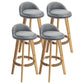 Modern Armless Backrest Counter Stool Rubber Wood kitchen Bar Stool with Cushion and Pedal Grey 4 Piece Set Clearhalo 'Bar Furniture' 'Bar Stools' 'bar_stools' 'furn' 'furn_bar_stools' 'Furniture' 'furniture_bar_stools' 'Kitchen & Dining Furniture' 4899887