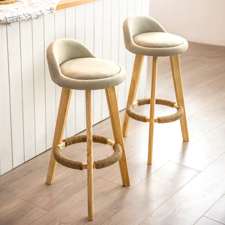 Modern Armless Backrest Counter Stool Rubber Wood kitchen Bar Stool with Cushion and Pedal Clearhalo 'Bar Furniture' 'Bar Stools' 'bar_stools' 'furn' 'furn_bar_stools' 'Furniture' 'furniture_bar_stools' 'Kitchen & Dining Furniture' 4899890