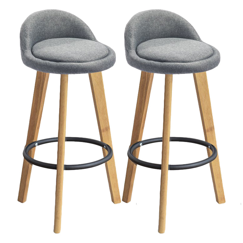 Modern Armless Backrest Counter Stool Rubber Wood kitchen Bar Stool with Cushion and Pedal Light Gray 2 Piece Set Clearhalo 'Bar Furniture' 'Bar Stools' 'bar_stools' 'furn' 'furn_bar_stools' 'Furniture' 'furniture_bar_stools' 'Kitchen & Dining Furniture' 4899892