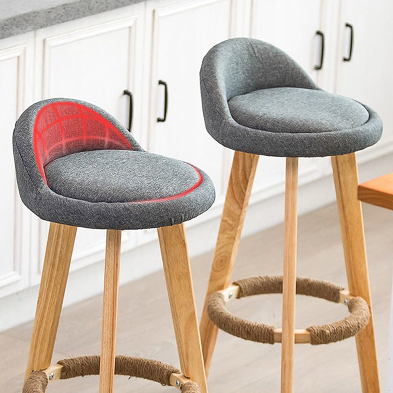 Modern Armless Backrest Counter Stool Rubber Wood kitchen Bar Stool with Cushion and Pedal Clearhalo 'Bar Furniture' 'Bar Stools' 'bar_stools' 'furn' 'furn_bar_stools' 'Furniture' 'furniture_bar_stools' 'Kitchen & Dining Furniture' 4899893