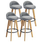 Modern Armless Backrest Counter Stool Rubber Wood kitchen Bar Stool with Cushion and Pedal Light Gray 4 Piece Set Clearhalo 'Bar Furniture' 'Bar Stools' 'bar_stools' 'furn' 'furn_bar_stools' 'Furniture' 'furniture_bar_stools' 'Kitchen & Dining Furniture' 4899894