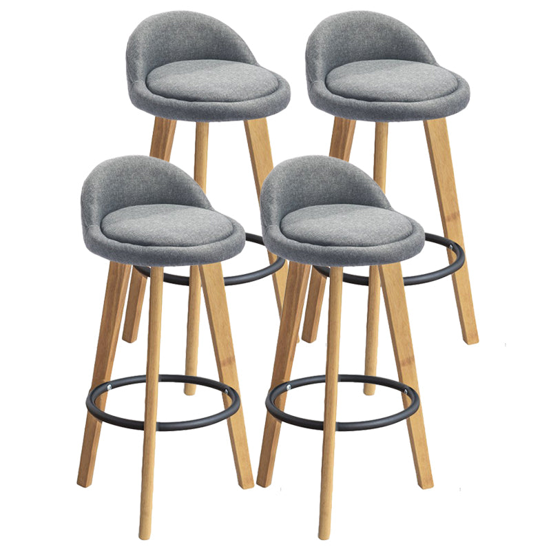 Modern Armless Backrest Counter Stool Rubber Wood kitchen Bar Stool with Cushion and Pedal Light Gray 4 Piece Set Clearhalo 'Bar Furniture' 'Bar Stools' 'bar_stools' 'furn' 'furn_bar_stools' 'Furniture' 'furniture_bar_stools' 'Kitchen & Dining Furniture' 4899894