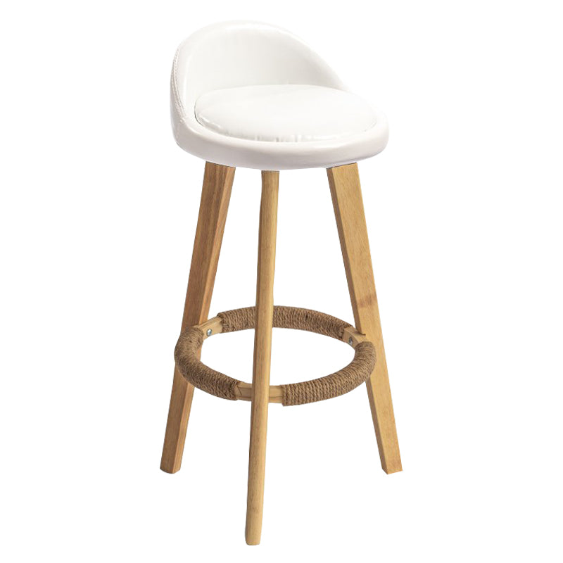 Modern Armless Backrest Counter Stool Rubber Wood kitchen Bar Stool with Cushion and Pedal White 1 Piece Clearhalo 'Bar Furniture' 'Bar Stools' 'bar_stools' 'furn' 'furn_bar_stools' 'Furniture' 'furniture_bar_stools' 'Kitchen & Dining Furniture' 4899895