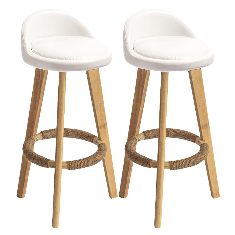 Modern Armless Backrest Counter Stool Rubber Wood kitchen Bar Stool with Cushion and Pedal White 2 Piece Set Clearhalo 'Bar Furniture' 'Bar Stools' 'bar_stools' 'furn' 'furn_bar_stools' 'Furniture' 'furniture_bar_stools' 'Kitchen & Dining Furniture' 4899897