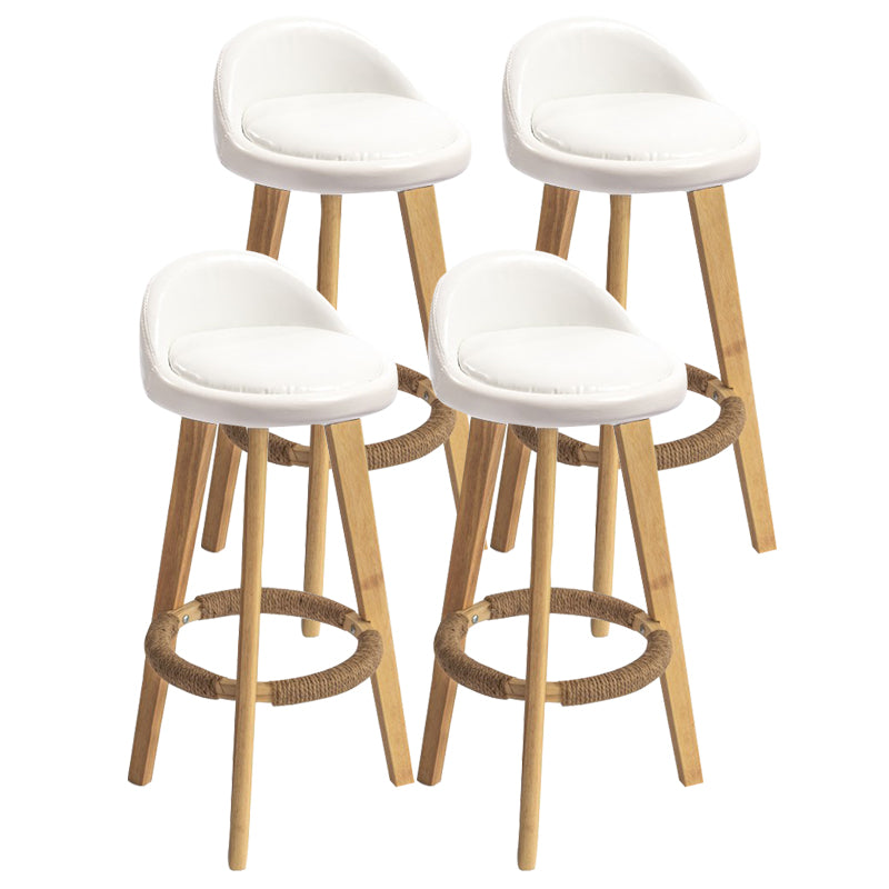 Modern Armless Backrest Counter Stool Rubber Wood kitchen Bar Stool with Cushion and Pedal White 4 Piece Set Clearhalo 'Bar Furniture' 'Bar Stools' 'bar_stools' 'furn' 'furn_bar_stools' 'Furniture' 'furniture_bar_stools' 'Kitchen & Dining Furniture' 4899900