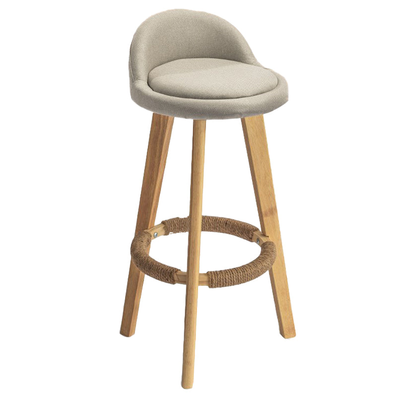 Modern Armless Backrest Counter Stool Rubber Wood kitchen Bar Stool with Cushion and Pedal Beige 1 Piece Clearhalo 'Bar Furniture' 'Bar Stools' 'bar_stools' 'furn' 'furn_bar_stools' 'Furniture' 'furniture_bar_stools' 'Kitchen & Dining Furniture' 4899902