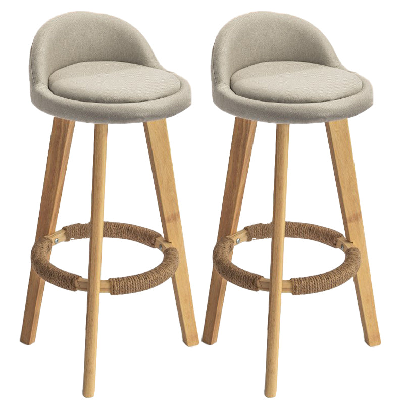 Modern Armless Backrest Counter Stool Rubber Wood kitchen Bar Stool with Cushion and Pedal Beige 2 Piece Set Clearhalo 'Bar Furniture' 'Bar Stools' 'bar_stools' 'furn' 'furn_bar_stools' 'Furniture' 'furniture_bar_stools' 'Kitchen & Dining Furniture' 4899904