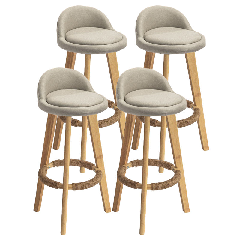 Modern Armless Backrest Counter Stool Rubber Wood kitchen Bar Stool with Cushion and Pedal Beige 4 Piece Set Clearhalo 'Bar Furniture' 'Bar Stools' 'bar_stools' 'furn' 'furn_bar_stools' 'Furniture' 'furniture_bar_stools' 'Kitchen & Dining Furniture' 4899905