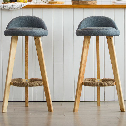 Modern Armless Backrest Counter Stool Rubber Wood kitchen Bar Stool with Cushion and Pedal Clearhalo 'Bar Furniture' 'Bar Stools' 'bar_stools' 'furn' 'furn_bar_stools' 'Furniture' 'furniture_bar_stools' 'Kitchen & Dining Furniture' 4899907