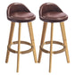 Modern Armless Backrest Counter Stool Rubber Wood kitchen Bar Stool with Cushion and Pedal Brown 2 Piece Set Clearhalo 'Bar Furniture' 'Bar Stools' 'bar_stools' 'furn' 'furn_bar_stools' 'Furniture' 'furniture_bar_stools' 'Kitchen & Dining Furniture' 4899909