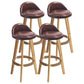 Modern Armless Backrest Counter Stool Rubber Wood kitchen Bar Stool with Cushion and Pedal Brown 4 Piece Set Clearhalo 'Bar Furniture' 'Bar Stools' 'bar_stools' 'furn' 'furn_bar_stools' 'Furniture' 'furniture_bar_stools' 'Kitchen & Dining Furniture' 4899910