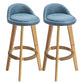 Modern Armless Backrest Counter Stool Rubber Wood kitchen Bar Stool with Cushion and Pedal Blue 2 Piece Set Clearhalo 'Bar Furniture' 'Bar Stools' 'bar_stools' 'furn' 'furn_bar_stools' 'Furniture' 'furniture_bar_stools' 'Kitchen & Dining Furniture' 4899912
