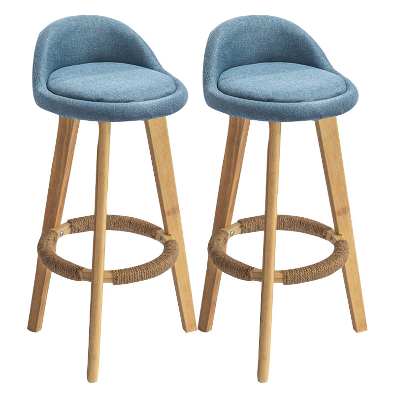 Modern Armless Backrest Counter Stool Rubber Wood kitchen Bar Stool with Cushion and Pedal Blue 2 Piece Set Clearhalo 'Bar Furniture' 'Bar Stools' 'bar_stools' 'furn' 'furn_bar_stools' 'Furniture' 'furniture_bar_stools' 'Kitchen & Dining Furniture' 4899912