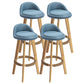 Modern Armless Backrest Counter Stool Rubber Wood kitchen Bar Stool with Cushion and Pedal Blue 4 Piece Set Clearhalo 'Bar Furniture' 'Bar Stools' 'bar_stools' 'furn' 'furn_bar_stools' 'Furniture' 'furniture_bar_stools' 'Kitchen & Dining Furniture' 4899913