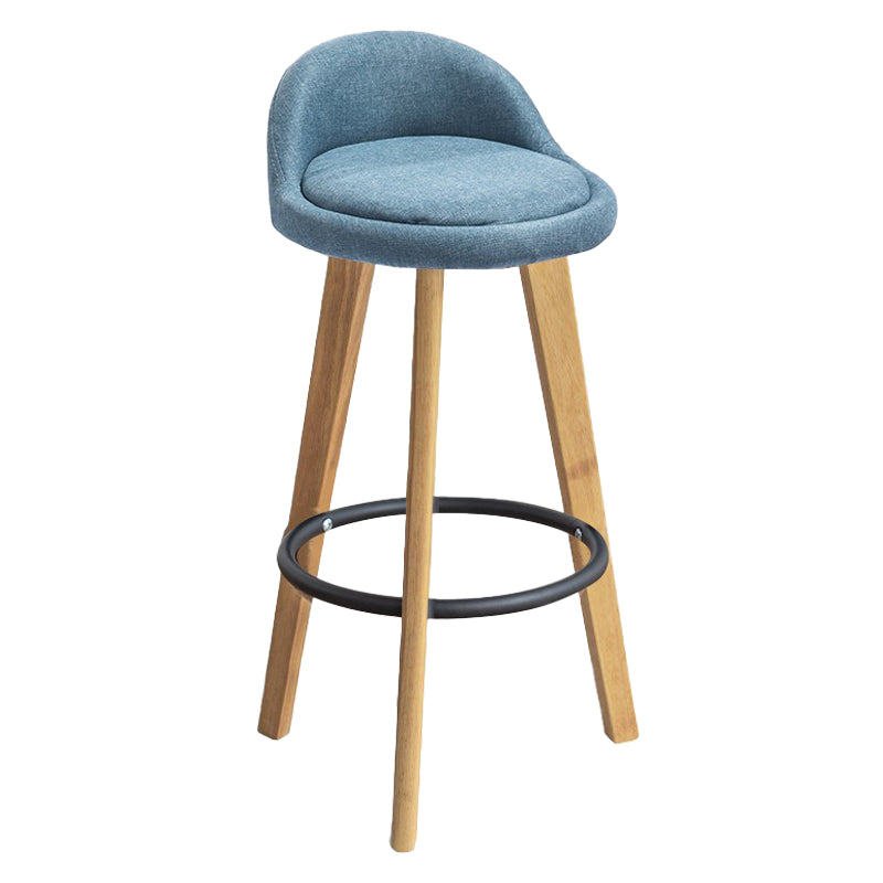 Modern Armless Backrest Counter Stool Rubber Wood kitchen Bar Stool with Cushion and Pedal Light Blue 1 Piece Clearhalo 'Bar Furniture' 'Bar Stools' 'bar_stools' 'furn' 'furn_bar_stools' 'Furniture' 'furniture_bar_stools' 'Kitchen & Dining Furniture' 4899914