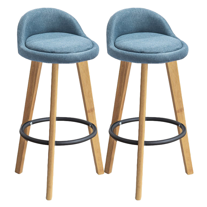 Modern Armless Backrest Counter Stool Rubber Wood kitchen Bar Stool with Cushion and Pedal Light Blue 2 Piece Set Clearhalo 'Bar Furniture' 'Bar Stools' 'bar_stools' 'furn' 'furn_bar_stools' 'Furniture' 'furniture_bar_stools' 'Kitchen & Dining Furniture' 4899915