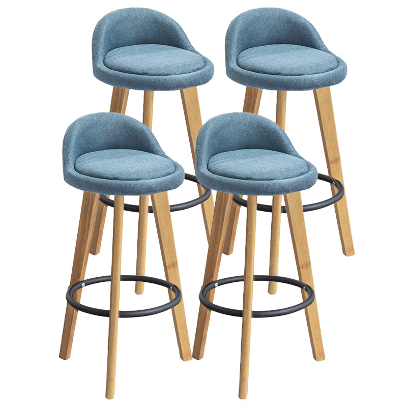 Modern Armless Backrest Counter Stool Rubber Wood kitchen Bar Stool with Cushion and Pedal Light Blue 4 Piece Set Clearhalo 'Bar Furniture' 'Bar Stools' 'bar_stools' 'furn' 'furn_bar_stools' 'Furniture' 'furniture_bar_stools' 'Kitchen & Dining Furniture' 4899916