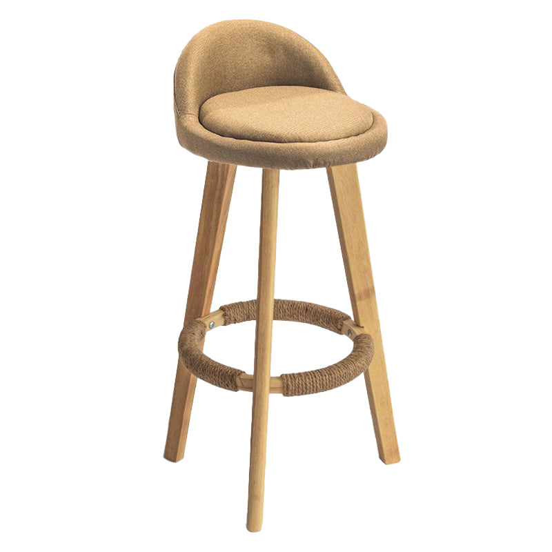 Modern Armless Backrest Counter Stool Rubber Wood kitchen Bar Stool with Cushion and Pedal Light Yellow 1 Piece Clearhalo 'Bar Furniture' 'Bar Stools' 'bar_stools' 'furn' 'furn_bar_stools' 'Furniture' 'furniture_bar_stools' 'Kitchen & Dining Furniture' 4899920