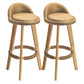 Modern Armless Backrest Counter Stool Rubber Wood kitchen Bar Stool with Cushion and Pedal Light Yellow 2 Piece Set Clearhalo 'Bar Furniture' 'Bar Stools' 'bar_stools' 'furn' 'furn_bar_stools' 'Furniture' 'furniture_bar_stools' 'Kitchen & Dining Furniture' 4899921