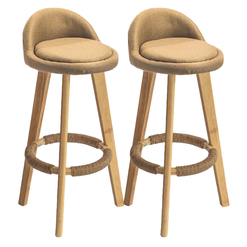 Modern Armless Backrest Counter Stool Rubber Wood kitchen Bar Stool with Cushion and Pedal Light Yellow 2 Piece Set Clearhalo 'Bar Furniture' 'Bar Stools' 'bar_stools' 'furn' 'furn_bar_stools' 'Furniture' 'furniture_bar_stools' 'Kitchen & Dining Furniture' 4899921