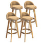 Modern Armless Backrest Counter Stool Rubber Wood kitchen Bar Stool with Cushion and Pedal Light Yellow 4 Piece Set Clearhalo 'Bar Furniture' 'Bar Stools' 'bar_stools' 'furn' 'furn_bar_stools' 'Furniture' 'furniture_bar_stools' 'Kitchen & Dining Furniture' 4899922