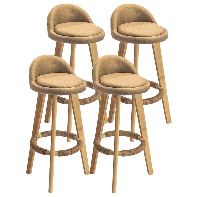 Modern Armless Backrest Counter Stool Rubber Wood kitchen Bar Stool with Cushion and Pedal Light Yellow 4 Piece Set Clearhalo 'Bar Furniture' 'Bar Stools' 'bar_stools' 'furn' 'furn_bar_stools' 'Furniture' 'furniture_bar_stools' 'Kitchen & Dining Furniture' 4899922
