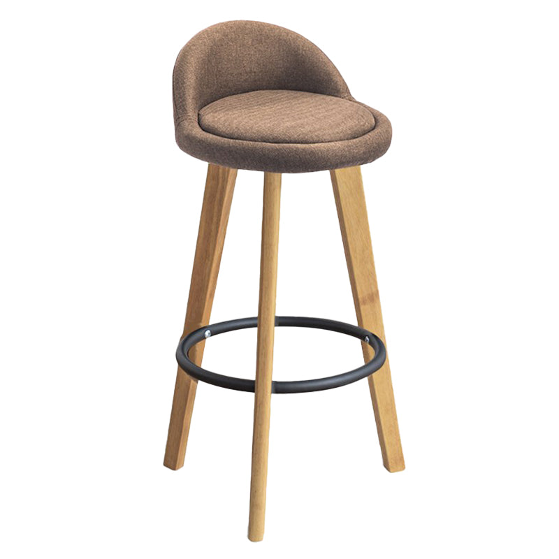 Modern Armless Backrest Counter Stool Rubber Wood kitchen Bar Stool with Cushion and Pedal Light Brown 1 Piece Clearhalo 'Bar Furniture' 'Bar Stools' 'bar_stools' 'furn' 'furn_bar_stools' 'Furniture' 'furniture_bar_stools' 'Kitchen & Dining Furniture' 4899923